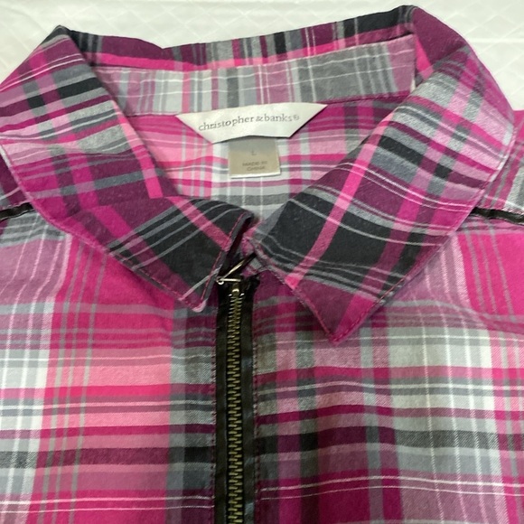 Christopher and Banks lightweight zipper jacket plaid size large - Picture 13 of 13